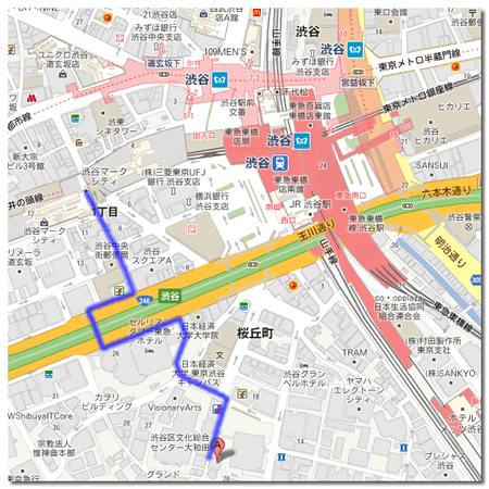 井の頭線渋谷駅からの順路